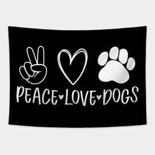 Peace love dogs with heart and dog paw Tapestry