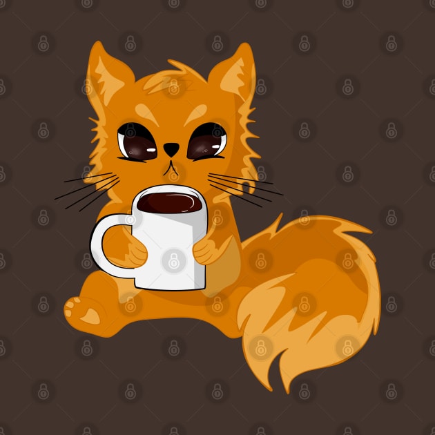 Cat with cup of coffee by MariRiUA