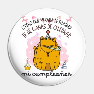 Birthday Cat Spanish Text Pin