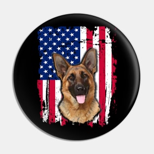 German Shepherd Dog US Flag 4th Of July Pin