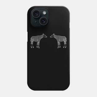 Okapis or Forest Giraffes in Love - black and white animal design Phone Case