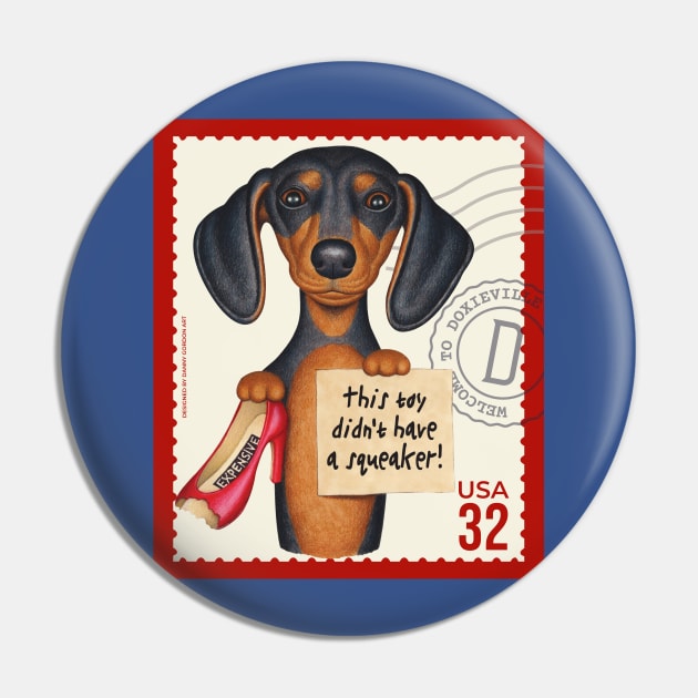 Cute Doxie Dachshund holding a new chew toy Pin by Danny Gordon Art