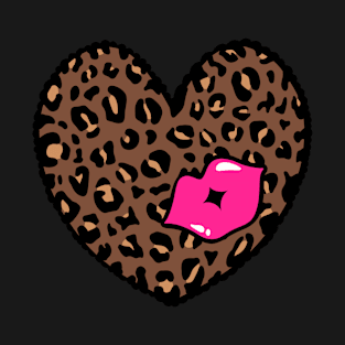 Leopard Heart Kiss, Cheetah Heart, Kiss T-Shirt