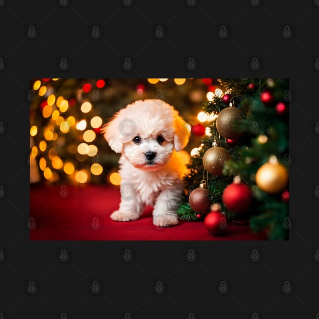 Cute Bichon Frise Puppy Dog Christmas by nicecorgi