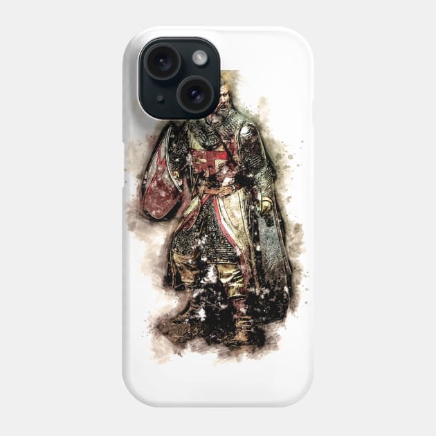 Knights Templar Awe Inspiring Order of Christ Watercolor Abstract Art Phone Case by Naumovski