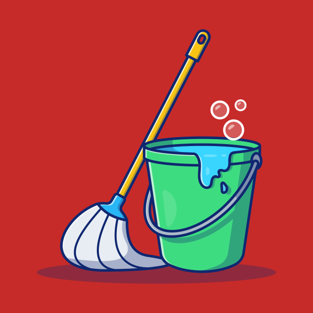 Mop And Bucket Vector Icon Illustration by Catalyst Labs