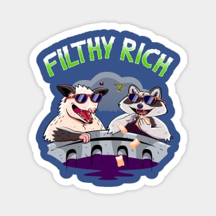 Funny Raccoon And Possum In Trash Garbage Filthy Rich Magnet