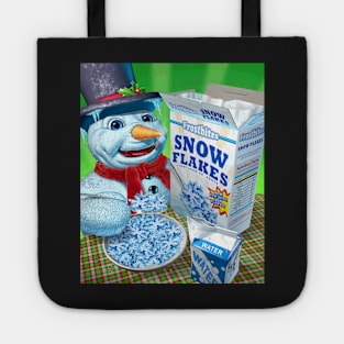 Snowman Eating Snowflakes Tote