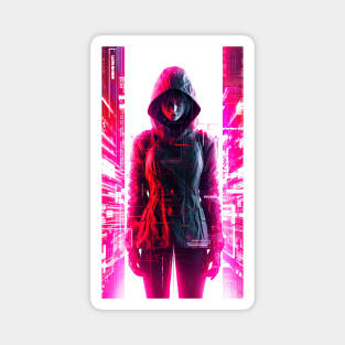 cyberpunk 2077 hacker girl - style design 3 Magnet