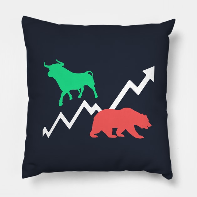 Bears vs Bulls Stock Market Day Trader Pillow by Tesla