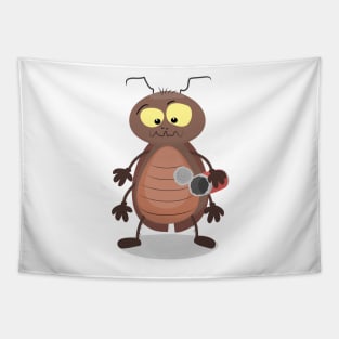 Funny cute cockroach cartoon characte Tapestry