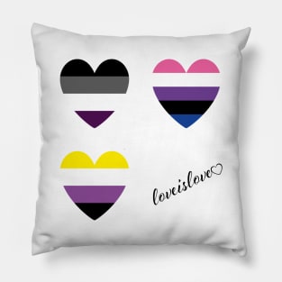 LGBT | Asexual Genderfluid Nonbinary Pride Hearts Pillow