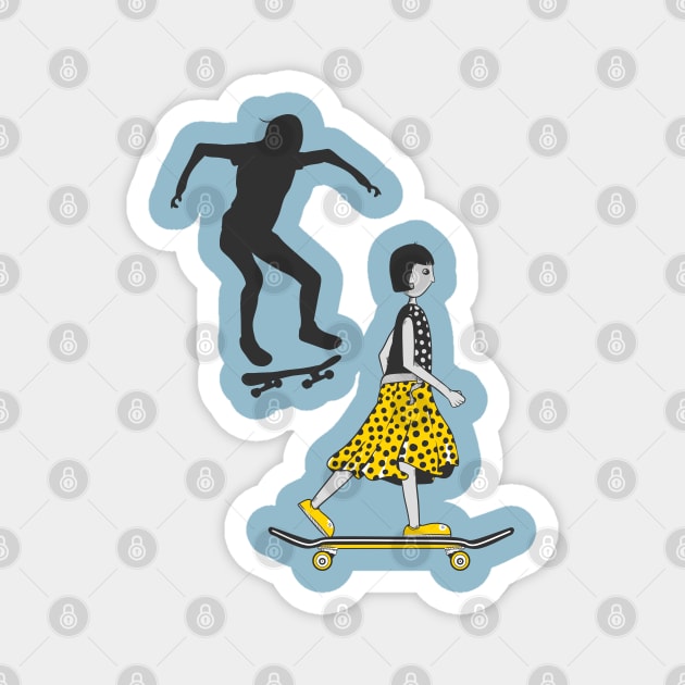 Girl Skateboarding Magnet by mailboxdisco