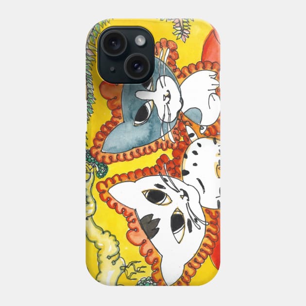 Kittens - Kerala Mural Inspired Painting Phone Case by Dhanew