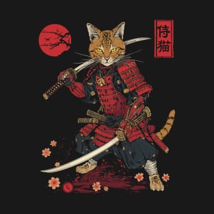 Samurai Cat, Japanese Cat Art Aesthetic, Cat Lover T-Shirt