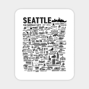 Seattle Map Art Magnet