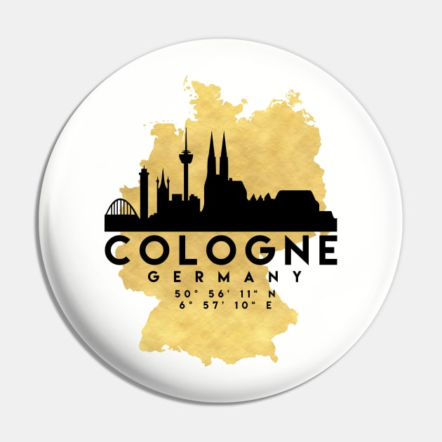 Cologne Germany Skyline Map Art Pin by deificusArt