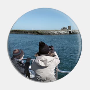 Wildlife watchers taking the Farne Island tour - Northumberland, UK Pin