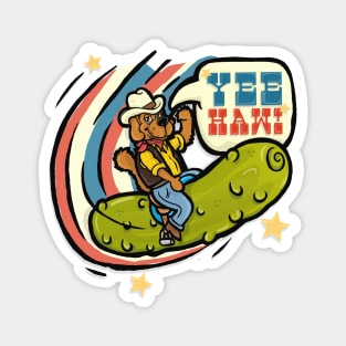 YEE HAW! - weird funny retro cowboy dog rodeo Magnet