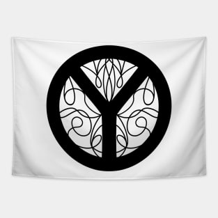 DECORATIVE Black Peace Sign Tapestry