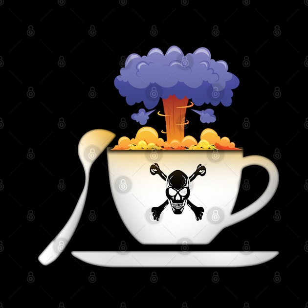 Funny explosion coffee cup, coffee lovers gift, coffee gift, coffee cozy, birthday, cafeteria’s stickers, fashion Design, restaurants and laptop stickers, power coffee cup with skull inside by PowerD