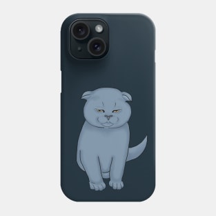 Angry cat with yellow eyes. Scottish fold kitten Phone Case