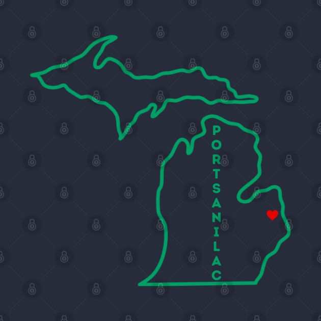 Port Sanilac MI Love (Green) by TorrezvilleTees