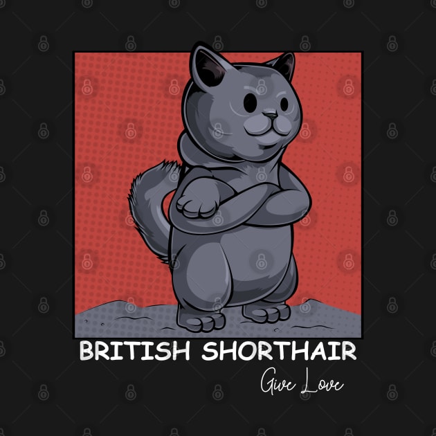 British Shorthair - Cute Cartoon Cat Comic Cats by Lumio Gifts