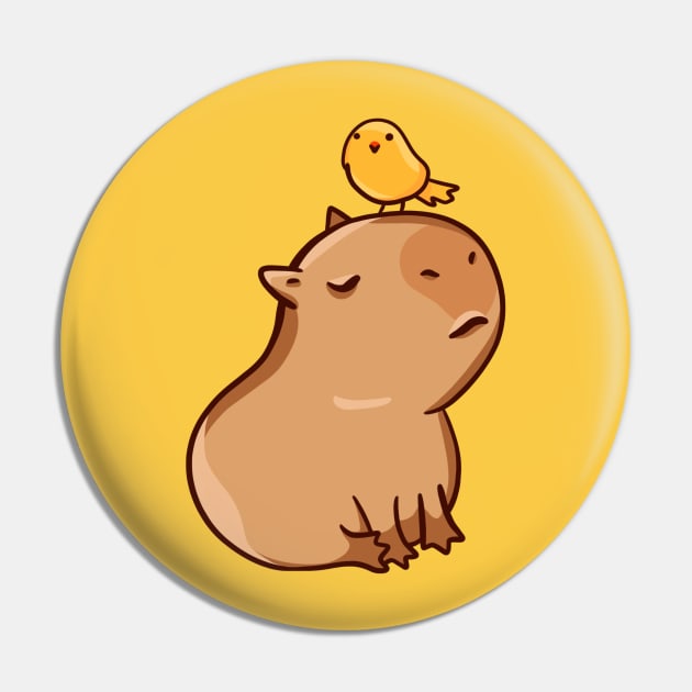 Capybara with a bird Pin by manydoodles