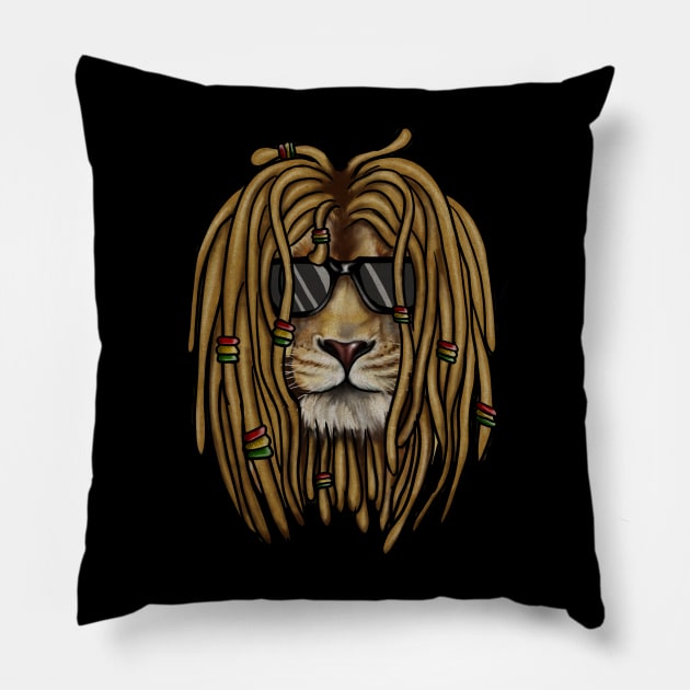 African Rasta lion, Dreadlocks Pillow by dukito