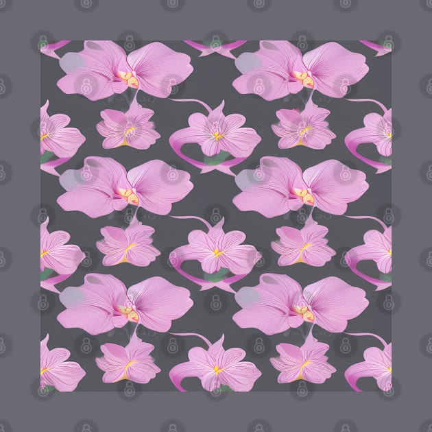 Light pink floral pattern with dark grey background by BirdsnStuff