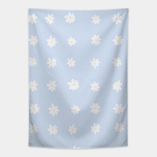 Boho Neutral Colors White Summer Daisies Light Blue Pattern Tapestry