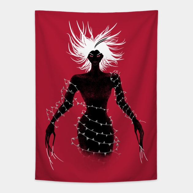 Creepy Demon Girl Ghost In Dress Of Glass Tapestry by Boriana Giormova