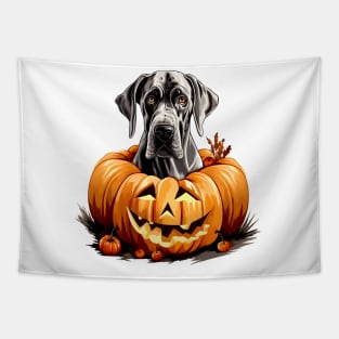 Great Dane Dog inside Pumpkin #2 Tapestry