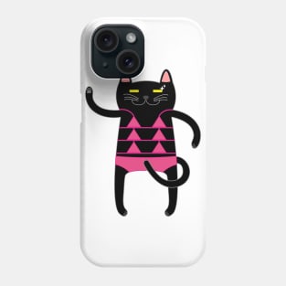 Black Cat Wearing a Pink Bikini Swimsuit Phone Case