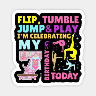 Gymnastics Girls 7th Birthday Themed Party Kids Seven Year Old Magnet