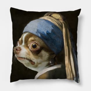 The Chihuahua with a Pearl Earring - Print / Home Decor / Wall Art / Poster / Gift / Birthday / Chihuahua Lover Gift / Animal print Pillow