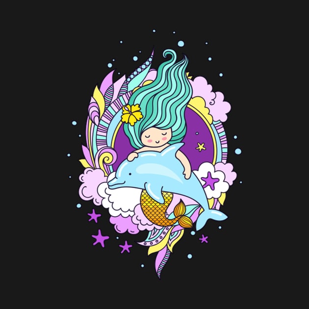 Cute Happy Mermaid Lover - Girly Cute Funny Design by LazyMice