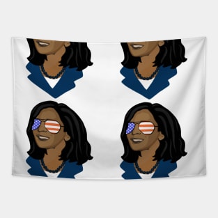 Kamala Harris Wearing Patriotic Sunglasses Tapestry