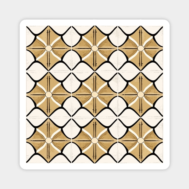 Moroccan-Inspired Floral Tile Pattern in Neutral colors Magnet by electric art finds