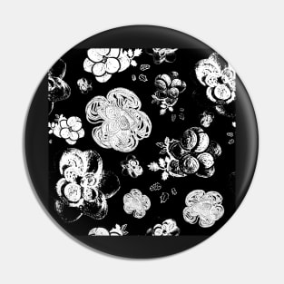 Black and white beaded floral print Pin