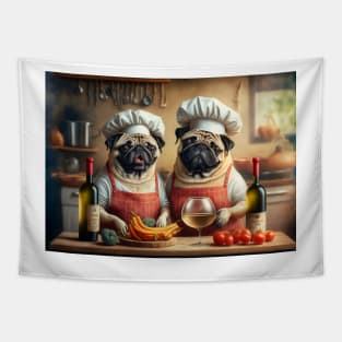 Pug Chefs in the Kitchen Apron Tapestry