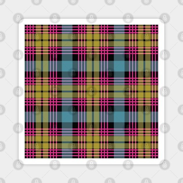 Pink, Blue and Yellow Scottish Tartan Style Design  Edit Magnet by MacPean