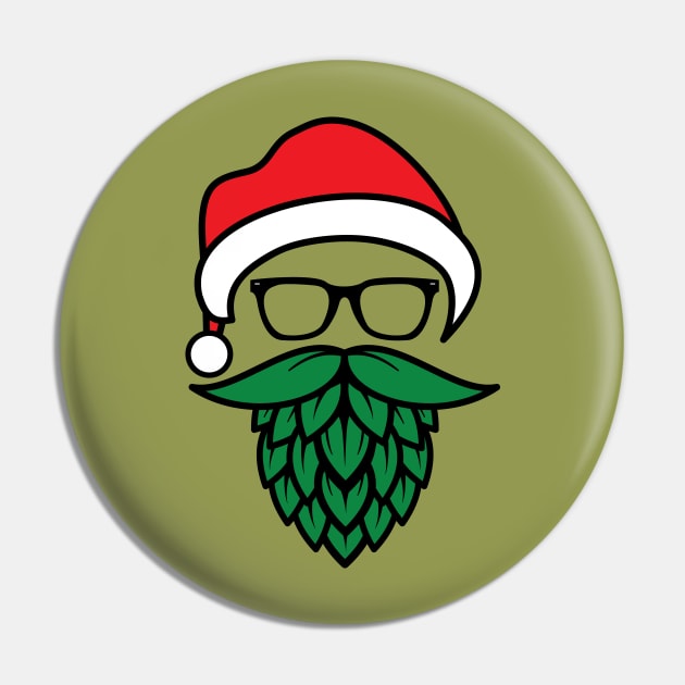 Hipster Santa Hops Beard, Beer Lover Christmas Pin by cottoncanvas