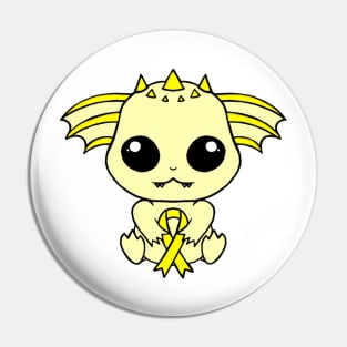 Cute Creature Holding an Awareness Ribbon (Yellow) Pin