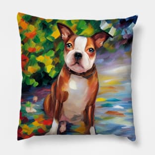 Brown Boston Terrier Pillow