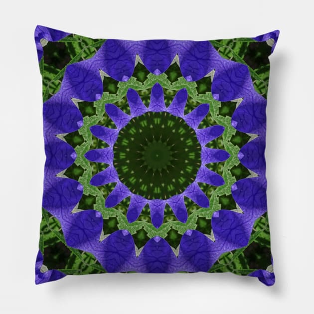 Mandala Kaleidoscope in Shades of Purple and Green Pillow by Crystal Butterfly Creations