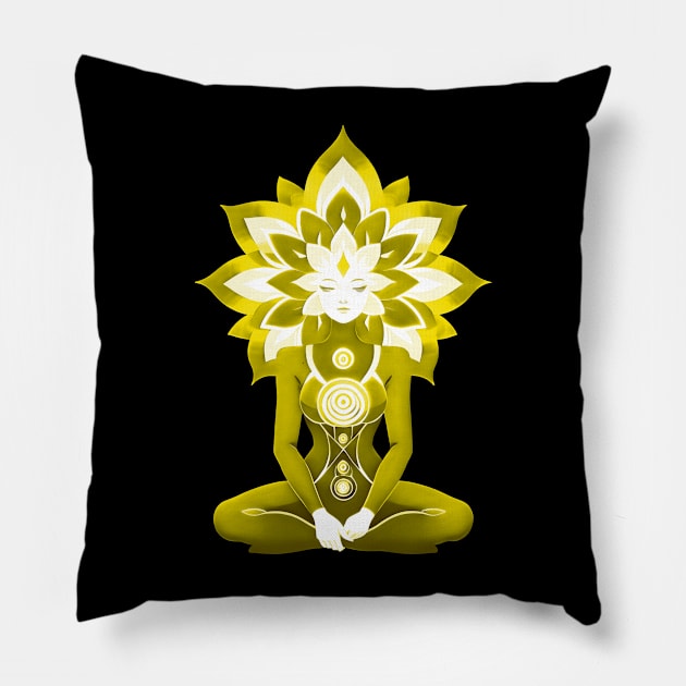 Aura Gold Meditation 03 Pillow by CGI Studios