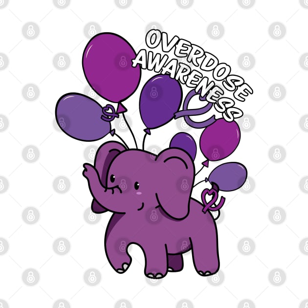 Elephant Purple Balloons Overdose Awareness by A-Buddies