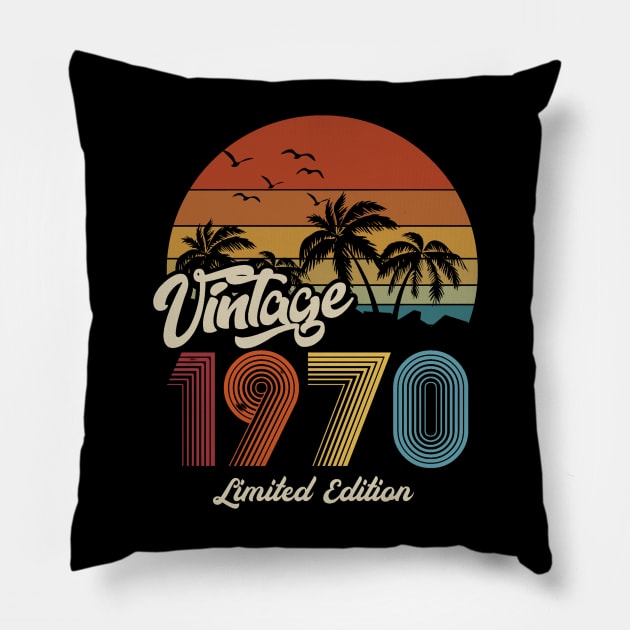 1970 vintage retro t shirt design Pillow by chenowethdiliff